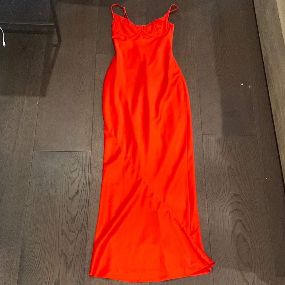 Elegant Red Satin Maxi Dress